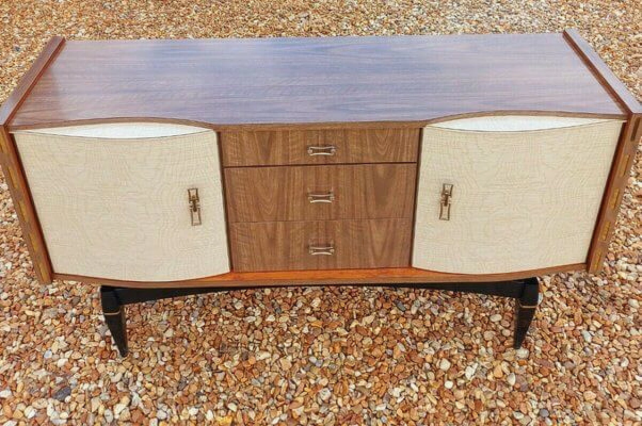 Credenza in legno e ottone, anni '50 7