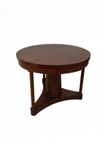 Round solid column walnut table in Empire style, 17th century