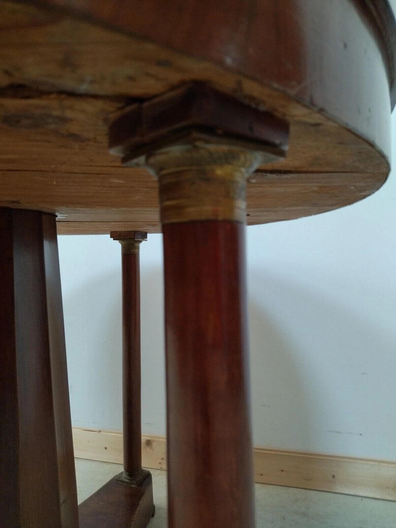 Round solid column walnut table in Empire style, 17th century 4