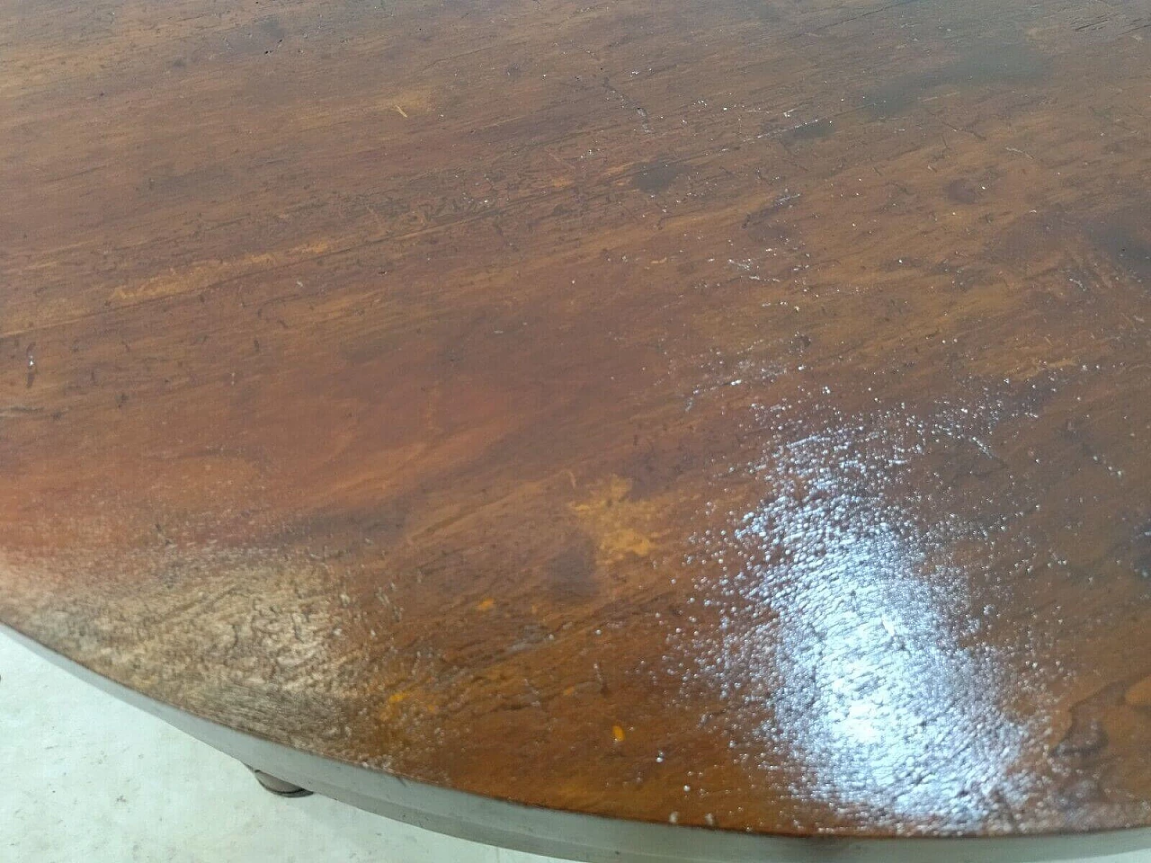 Round solid column walnut table in Empire style, 17th century 6