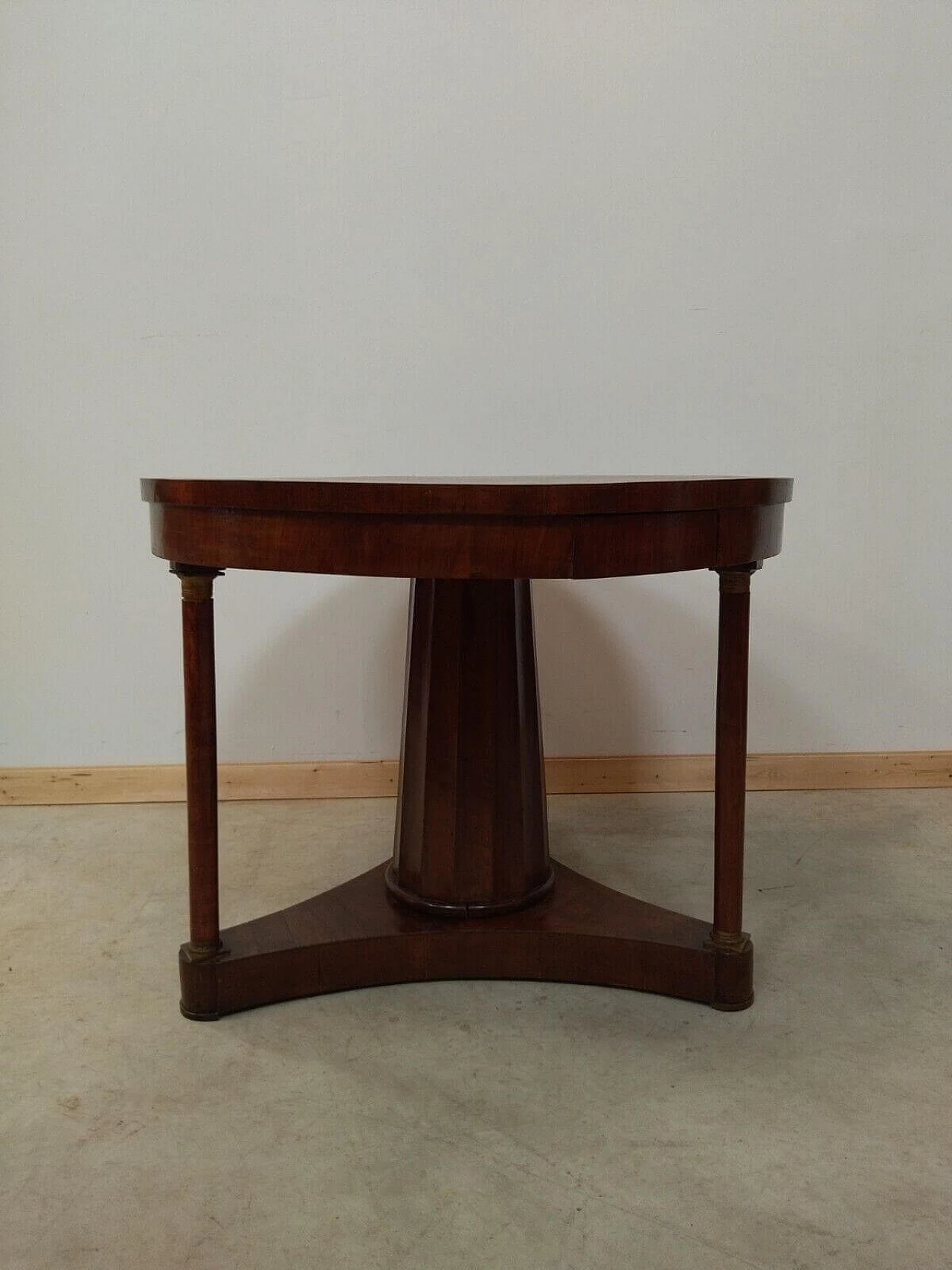 Round solid column walnut table in Empire style, 17th century 8