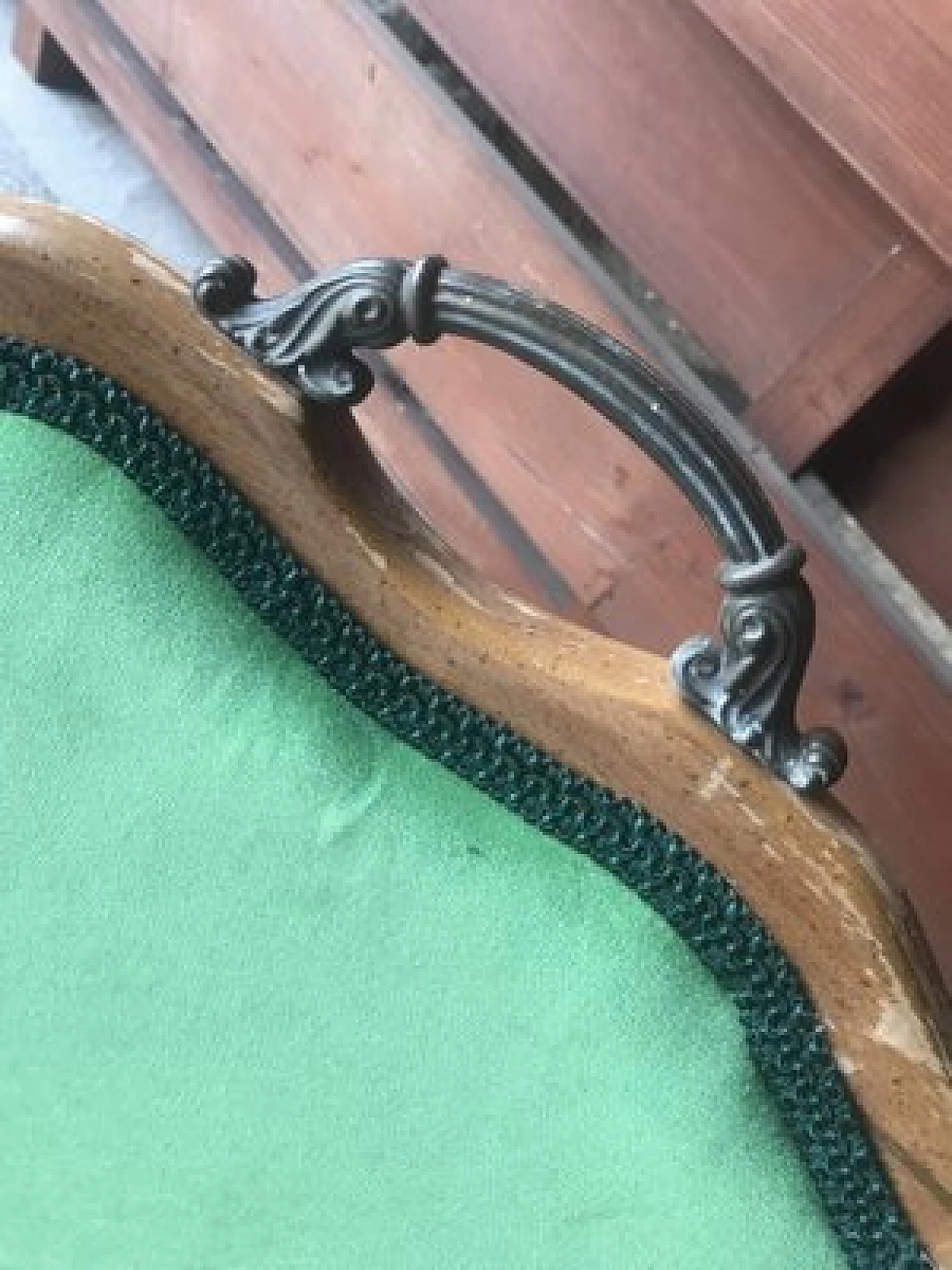 French armchair in wood with green upholstery, early 1900s 3