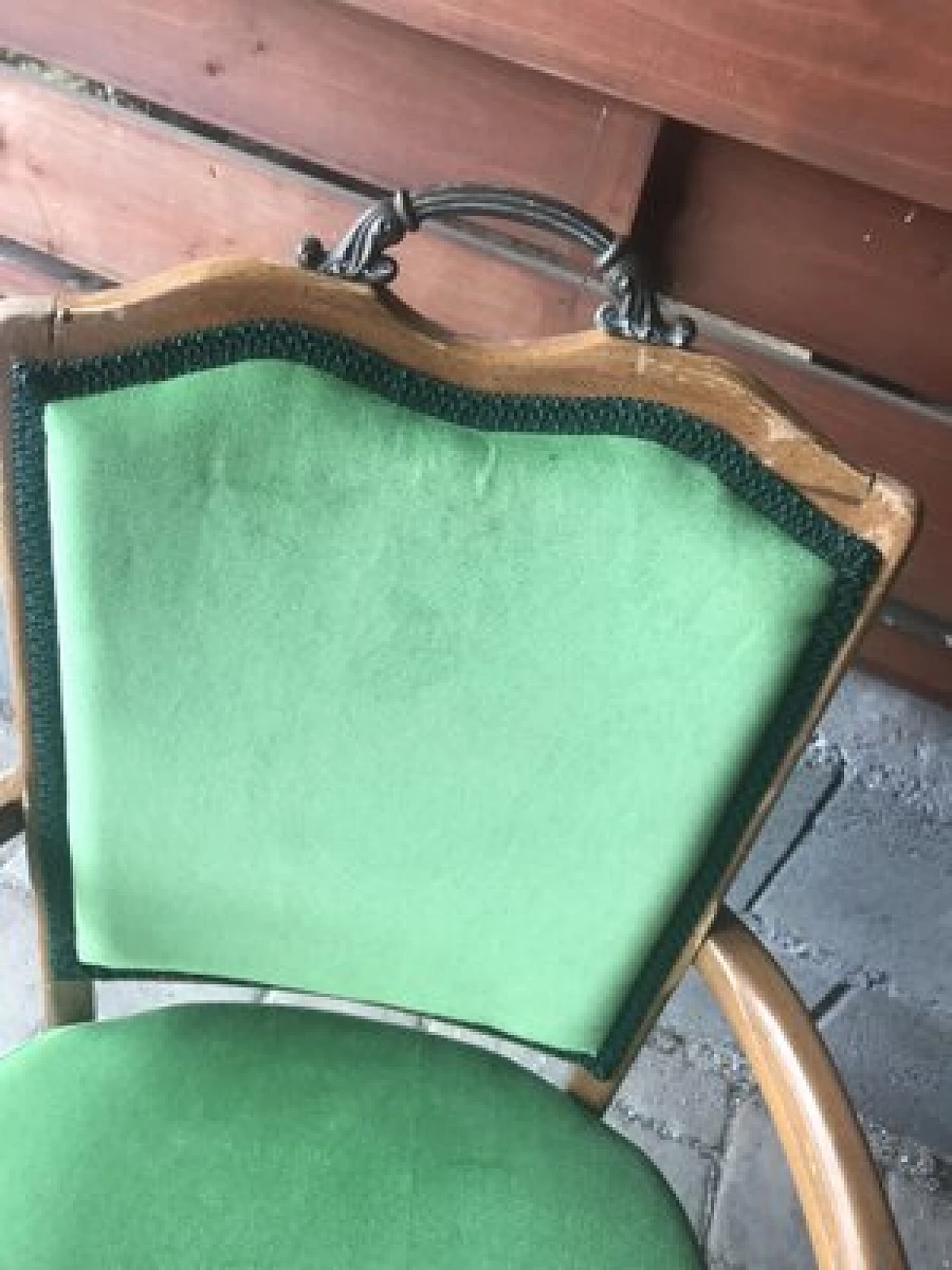 French armchair in wood with green upholstery, early 1900s 4