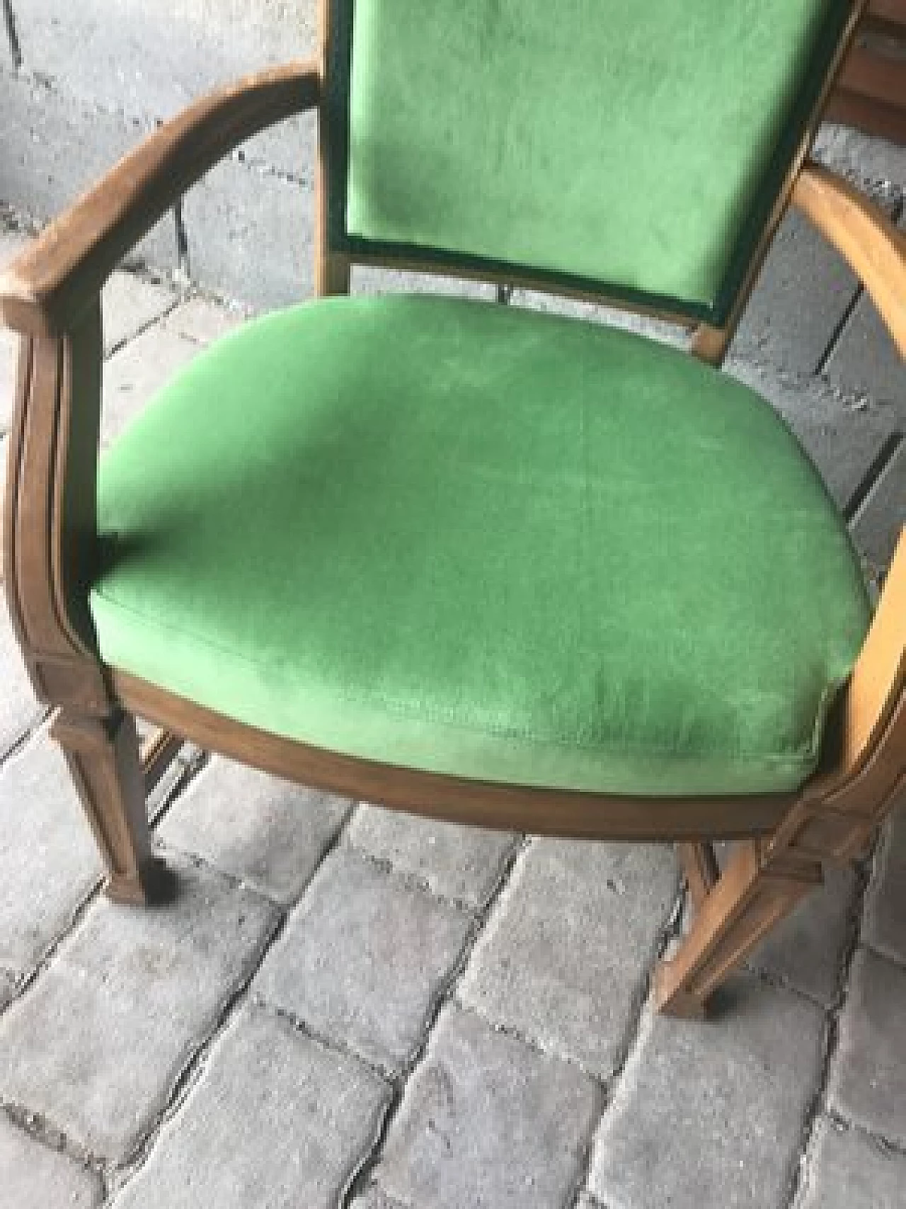 French armchair in wood with green upholstery, early 1900s 5