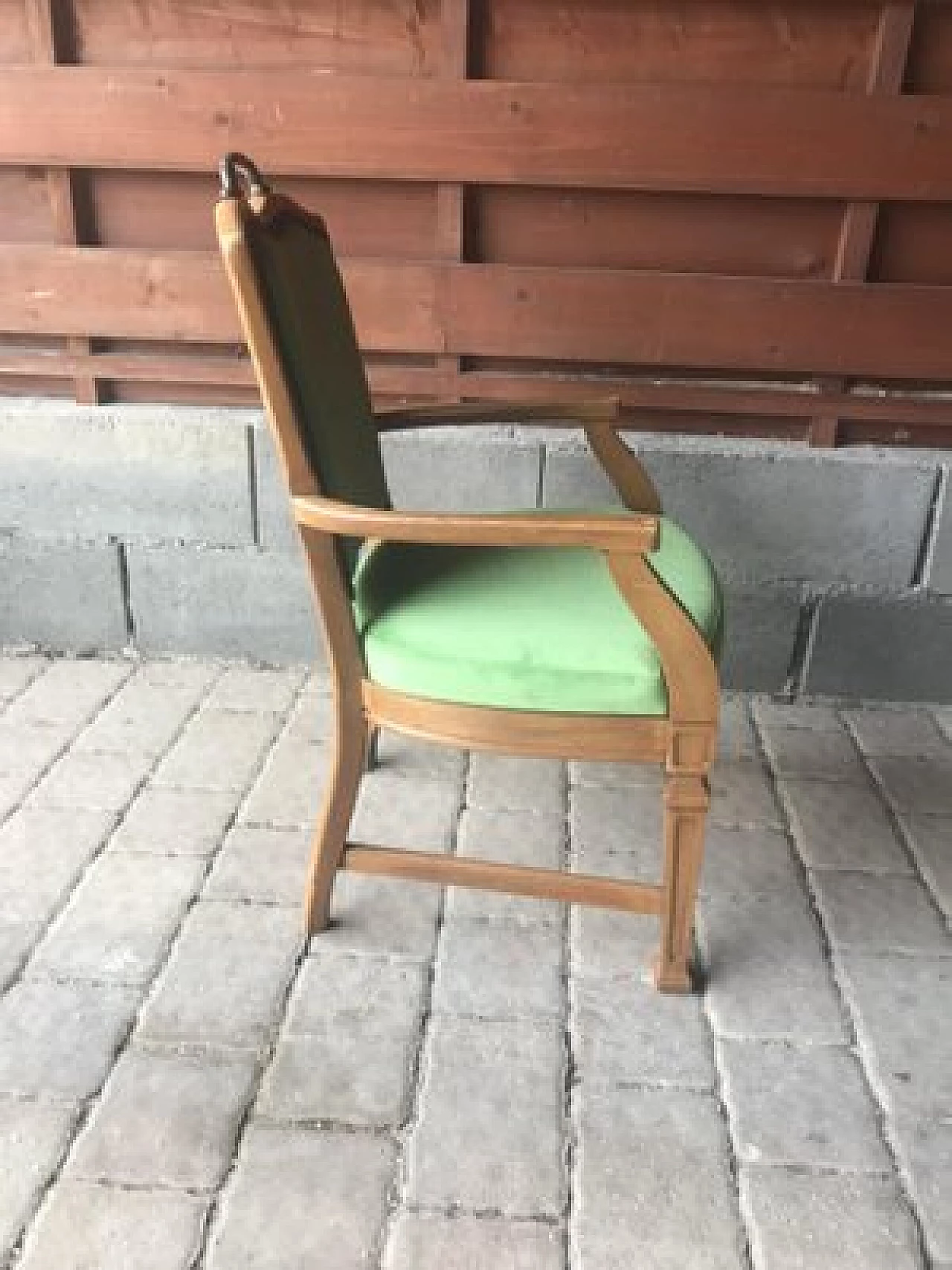 French armchair in wood with green upholstery, early 1900s 7