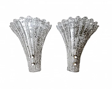 Pair of Murano glass wall sconces attributed to Venini, 1950s