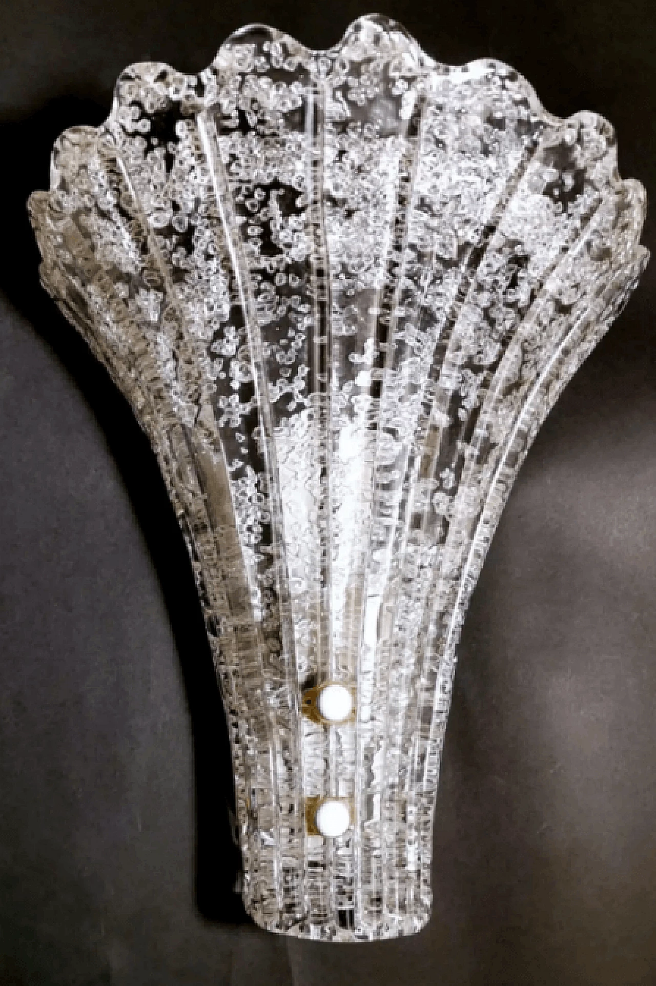 Coppia di applique in vetro pulegoso di Murano attribuite a Venini, anni '50 5