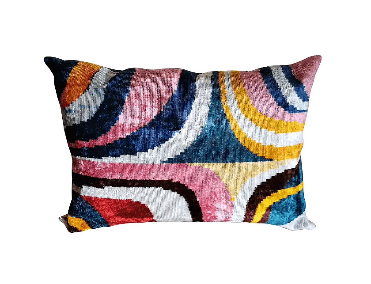 Handmade Ikat fabric rectangular pillow, 2000s 1