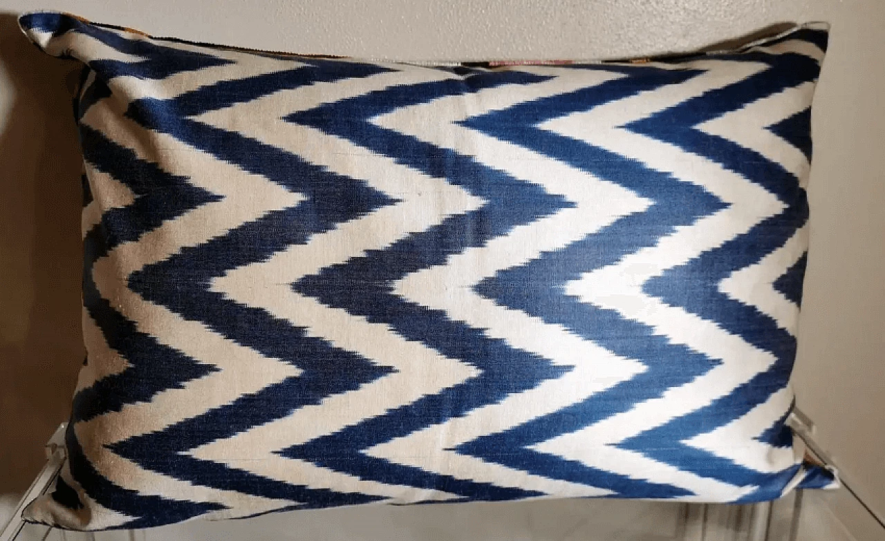Handmade Ikat fabric rectangular pillow, 2000s 7
