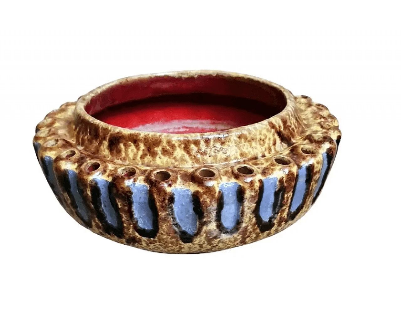 Hungarian colored ceramic centerpiece glazed in Fat Lava style, 1960s 1