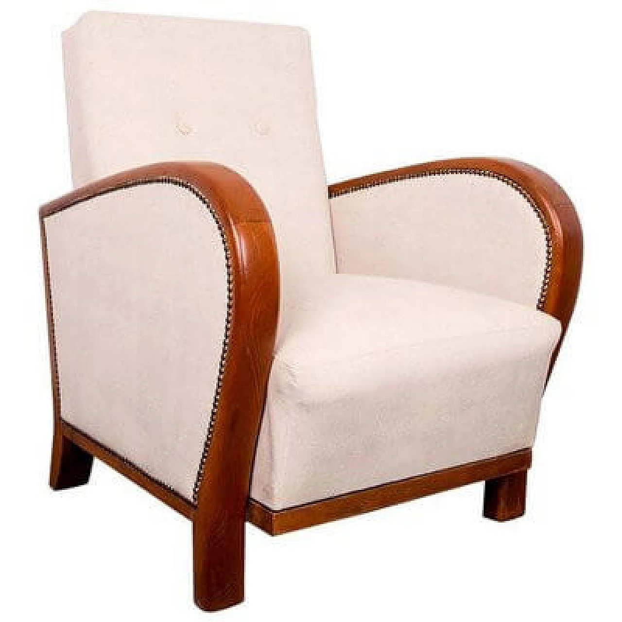 Hungarian Art Deco armchair with beige upholstery, 1930s 1
