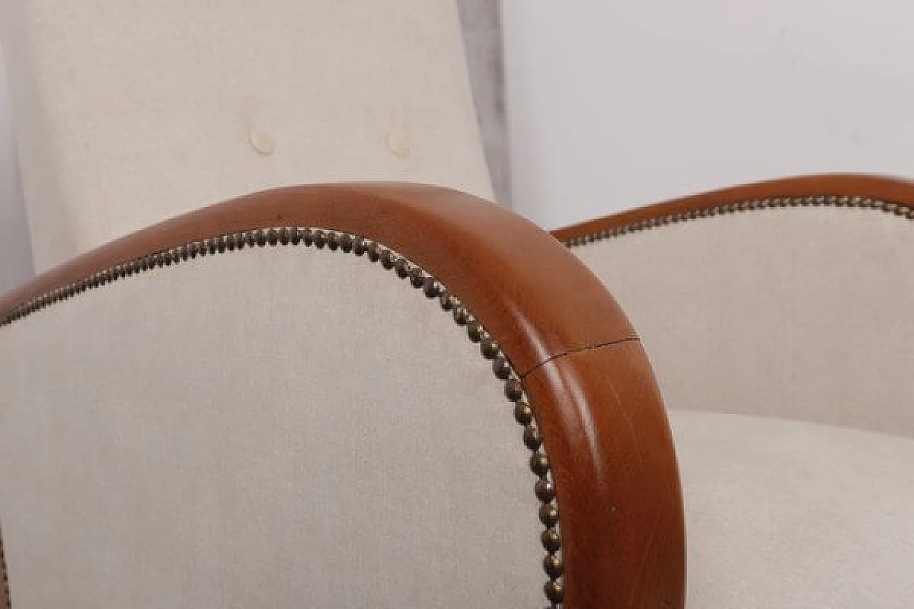 Hungarian Art Deco armchair with beige upholstery, 1930s 3