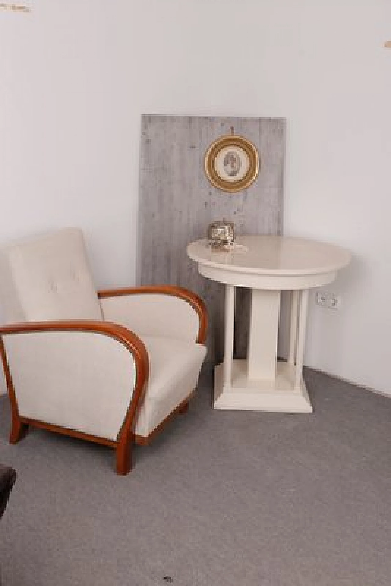 Hungarian Art Deco armchair with beige upholstery, 1930s 6