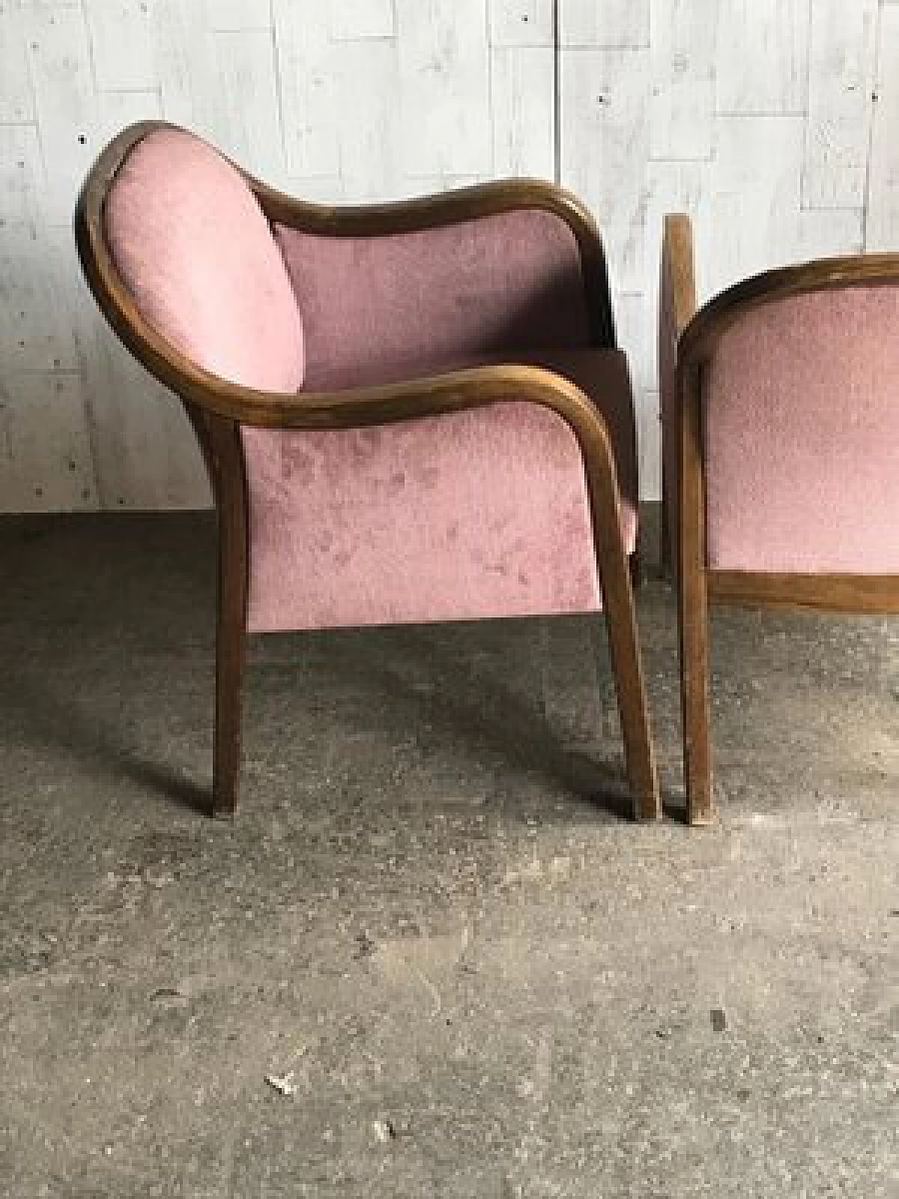 Coppia di poltrone viola in stile Art Déco, anni '50 3