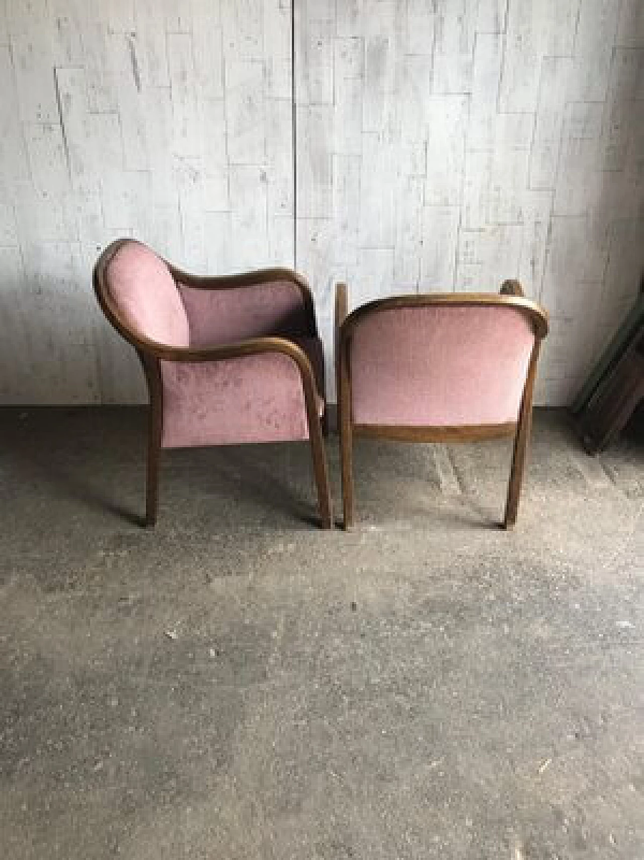 Coppia di poltrone viola in stile Art Déco, anni '50 4