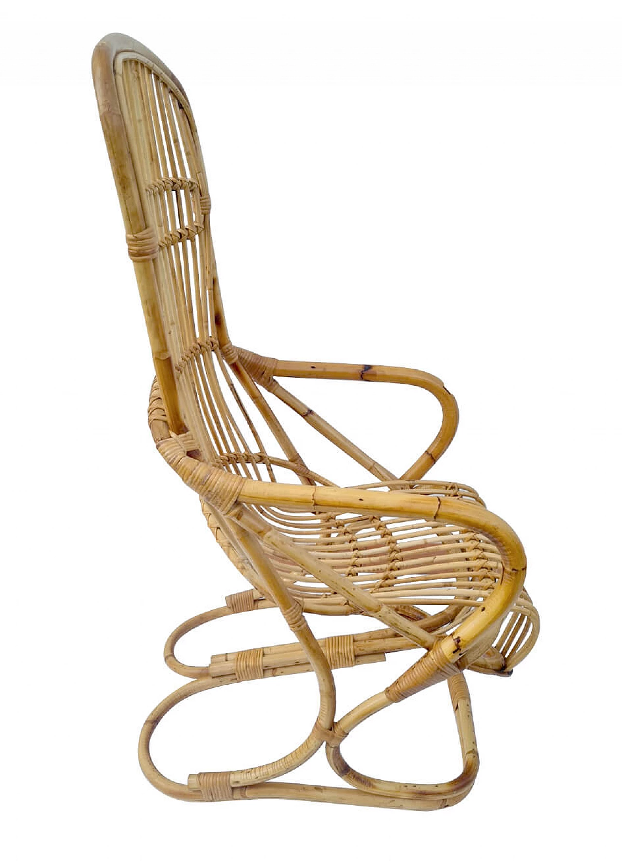 Pair of bamboo armchairs by Tito Agnoli for Bonacina, 1950s 10