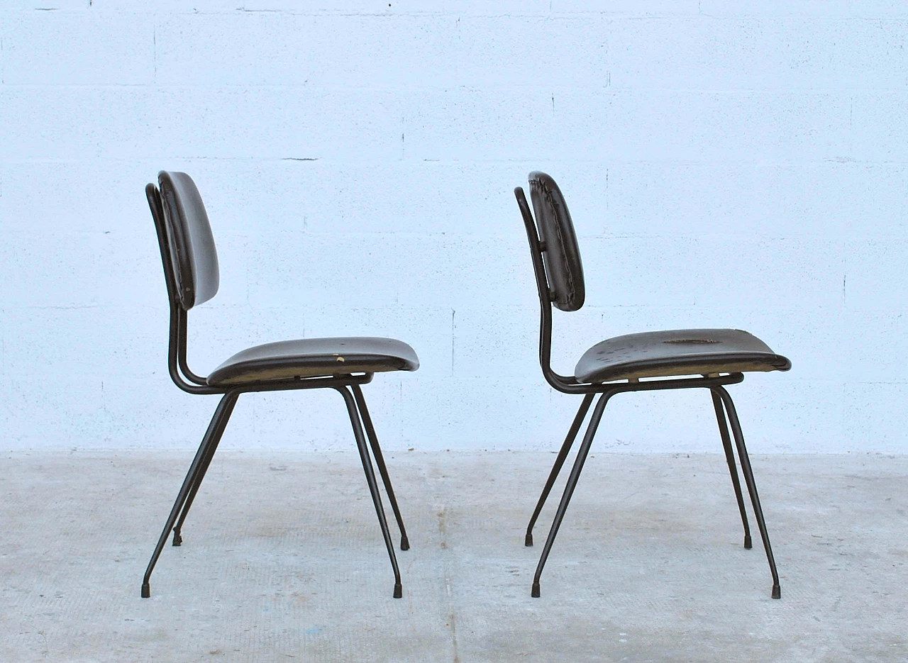 Pair of DU12 chairs by Mario Rinaldi for Rima, 50s 6
