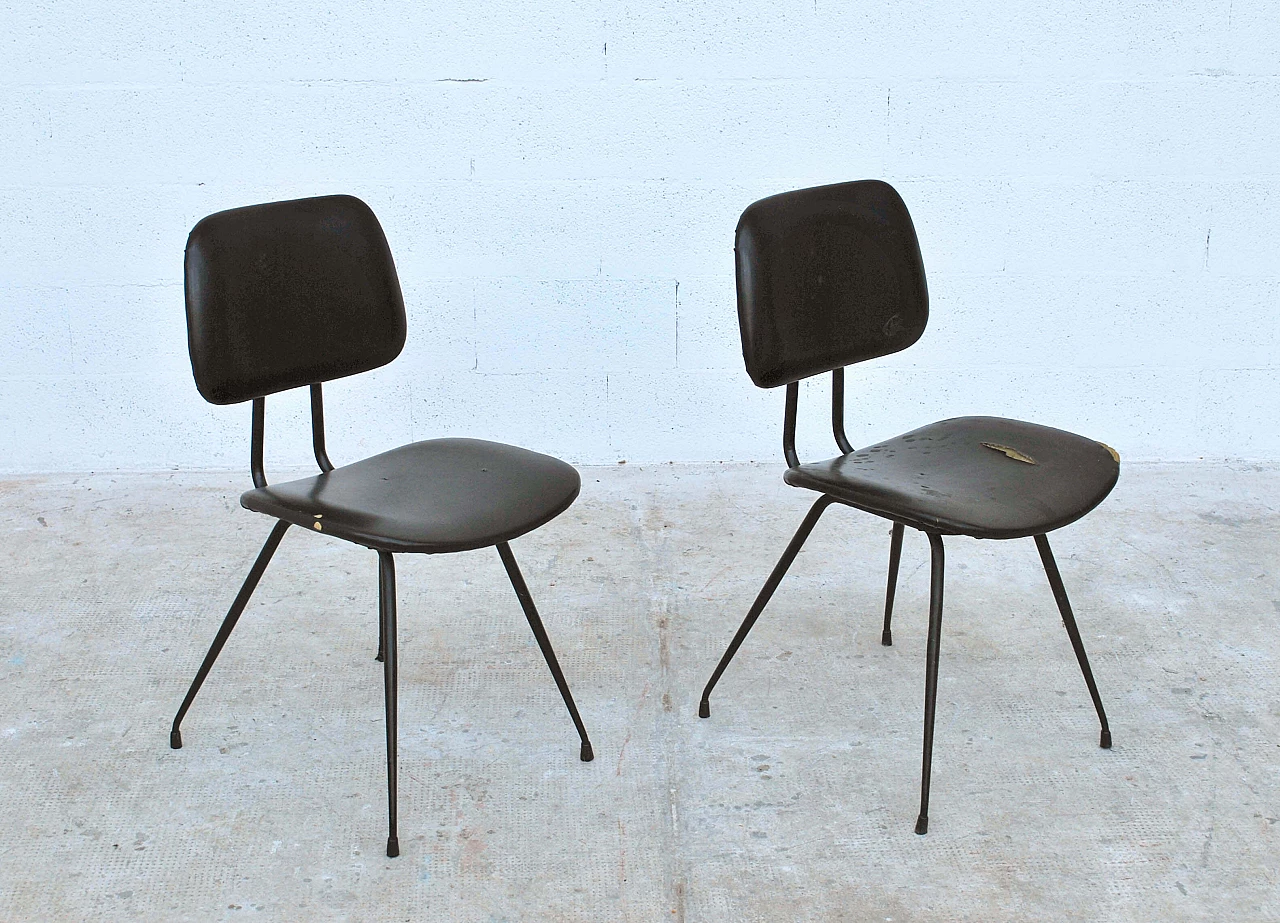 Pair of DU12 chairs by Mario Rinaldi for Rima, 50s 7