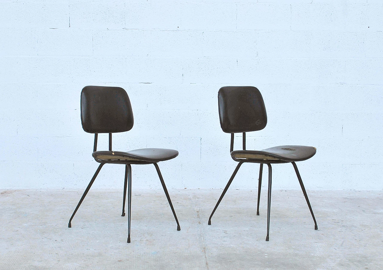 Pair of DU12 chairs by Mario Rinaldi for Rima, 50s 8