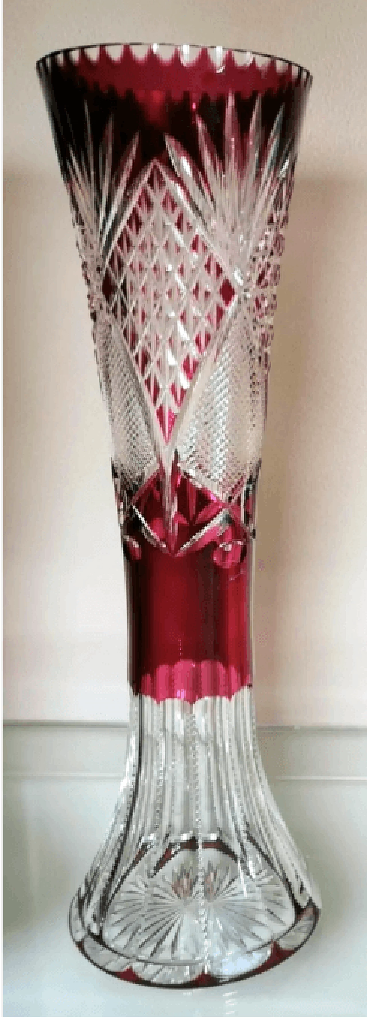 Pair of cut and ground lead crystal vases, 1950s 4