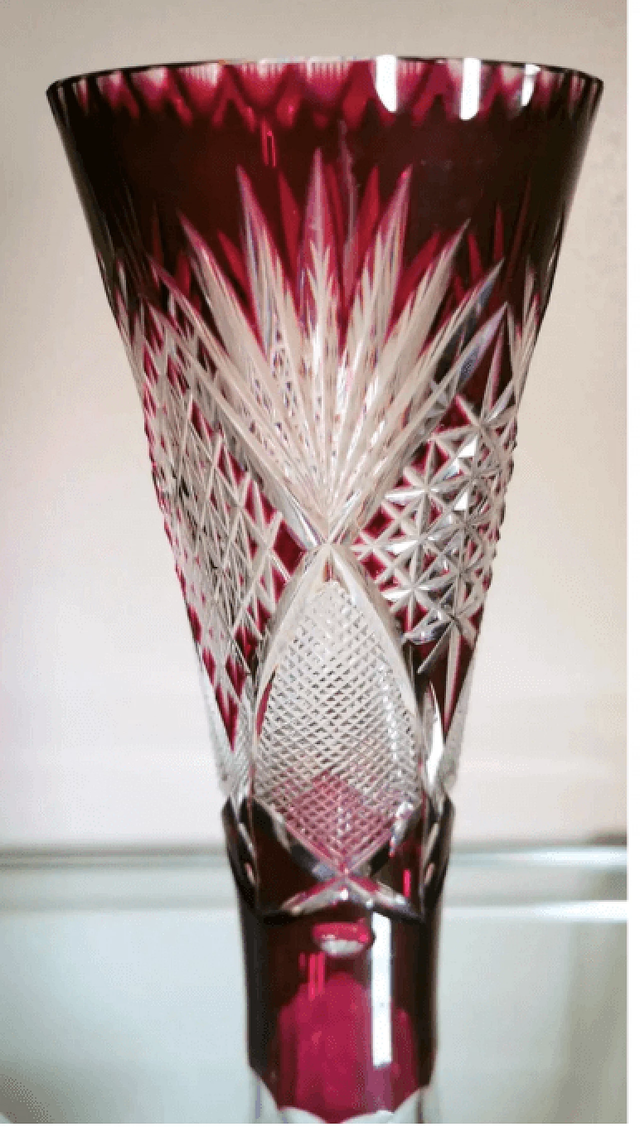 Pair of cut and ground lead crystal vases, 1950s 5
