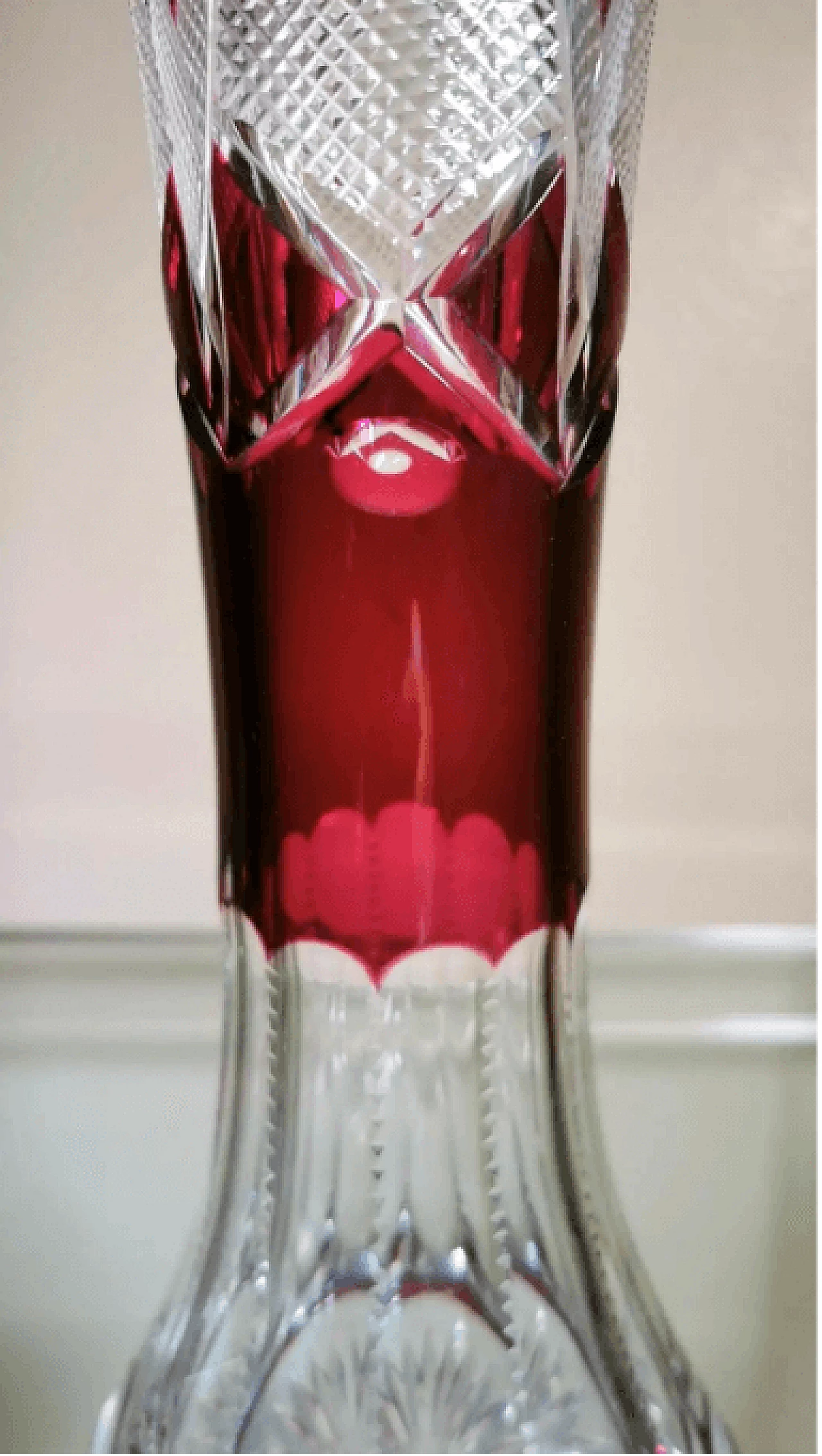 Pair of cut and ground lead crystal vases, 1950s 6