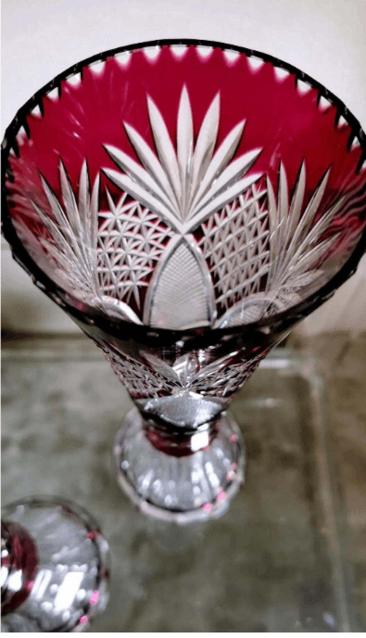 Pair of cut and ground lead crystal vases, 1950s 10