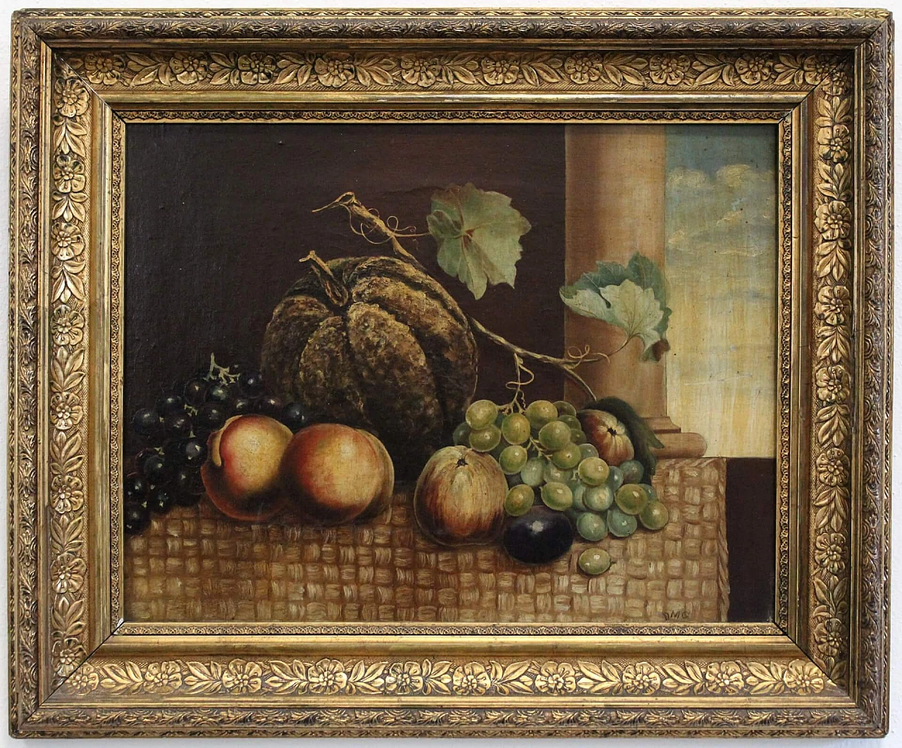 Natura Morta, oil on canvas with gilt frame, 19th century 3