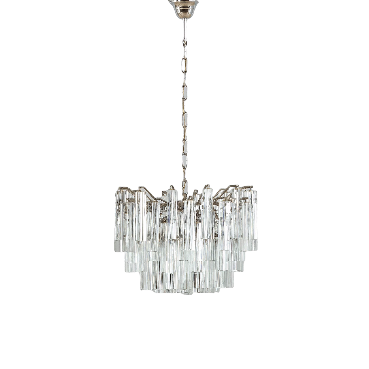 Lampadario in vetro di Murano Triedri di Venini con 85 paralumi, anni '60 2