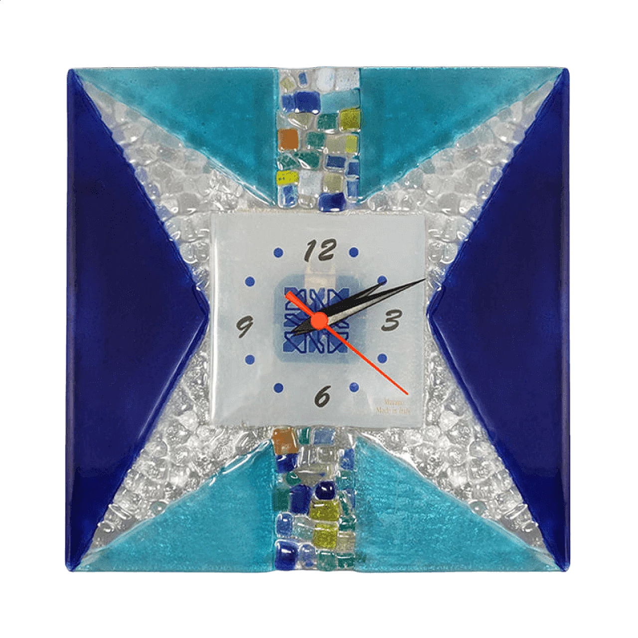 Murano glass wall clock by CSC, 1970s 10