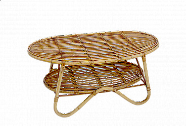 Tavolino in bambù di Tito Agnoli per Bonacina, anni '60