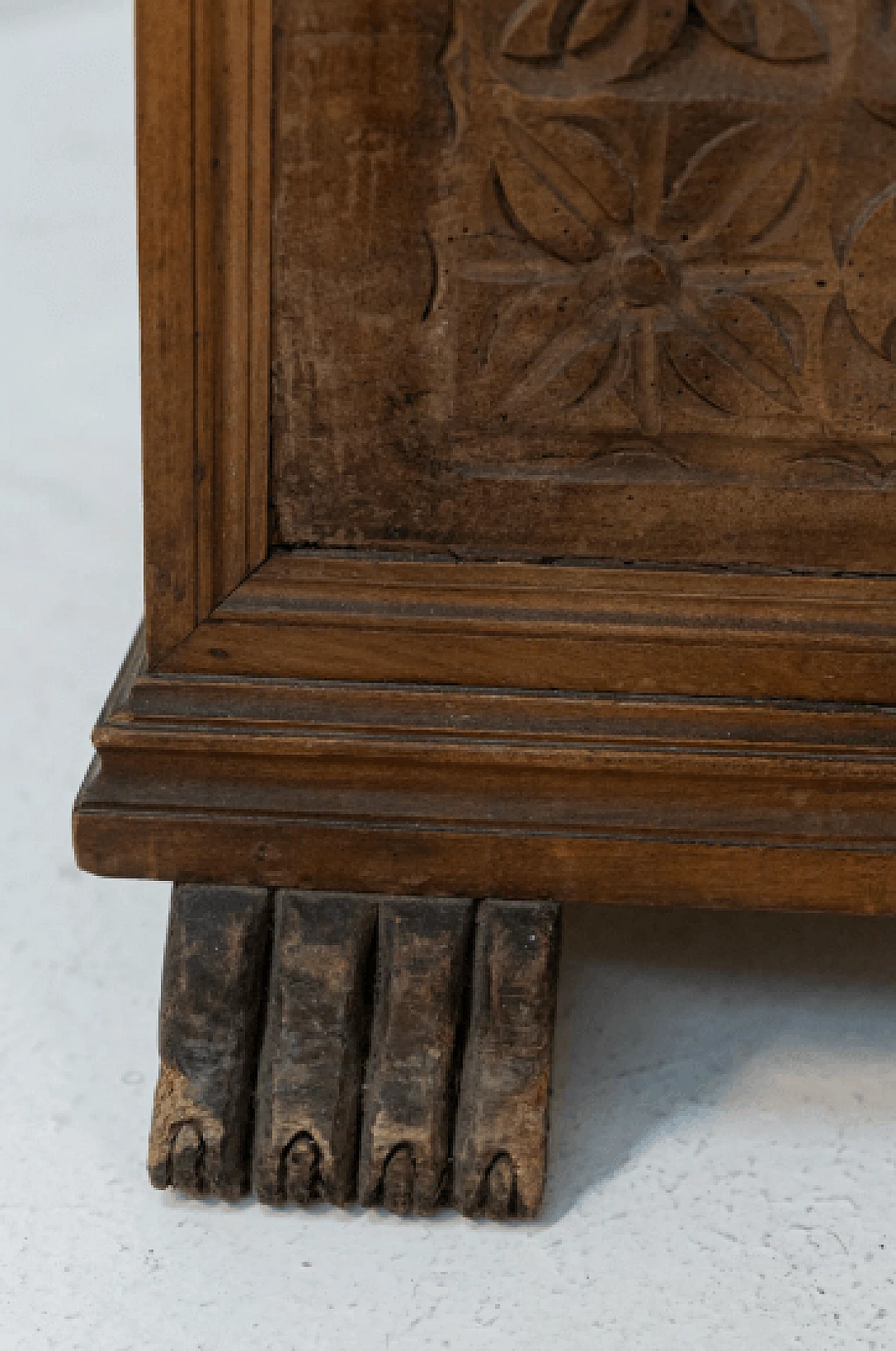 Late Renaissance walnut chest, 1500s. 3