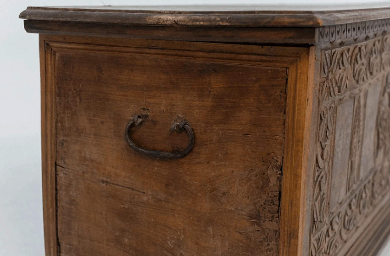 Late Renaissance walnut chest, 1500s. 8