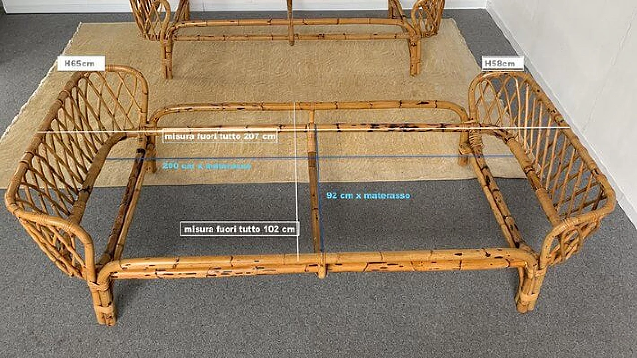 Letto in bambù nello stile di Franca Helg, anni '60 12