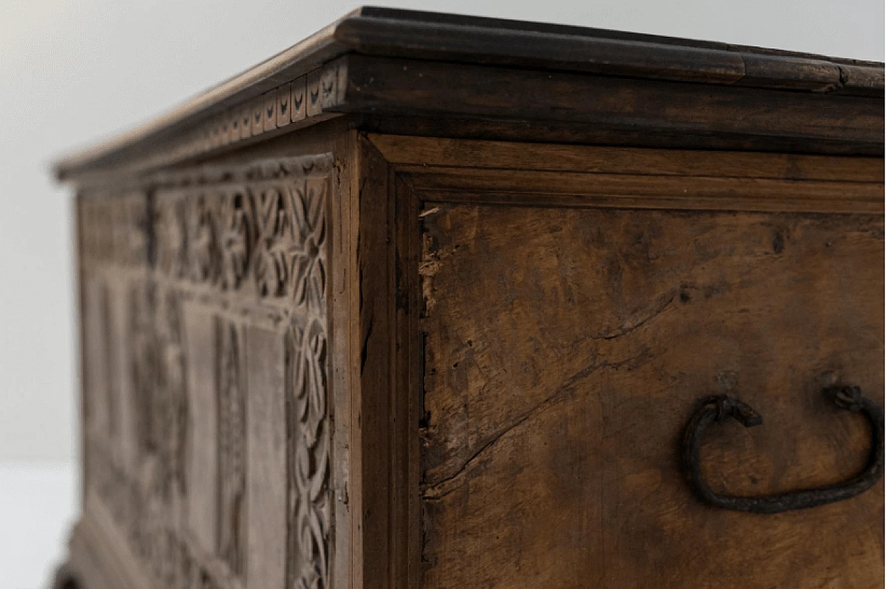 Late Renaissance walnut chest, 1500s. 11