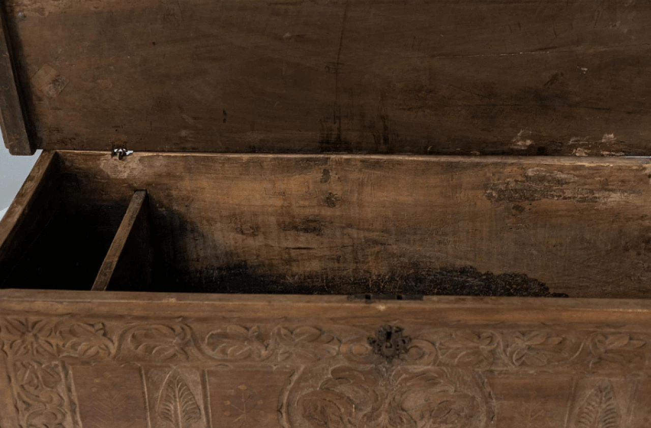 Late Renaissance walnut chest, 1500s. 12