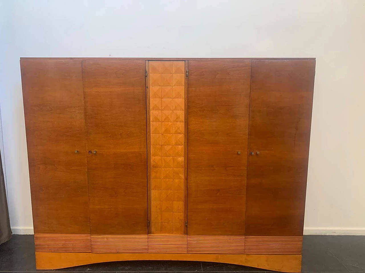 Carved cherry and maple wood cabinet, 1950s 23