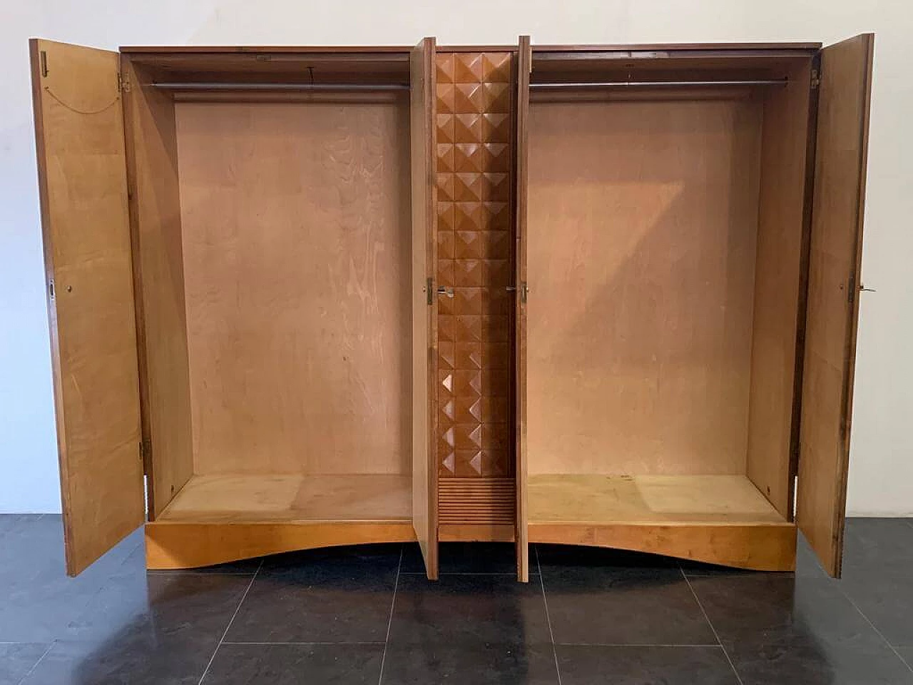 Carved cherry and maple wood cabinet, 1950s 24