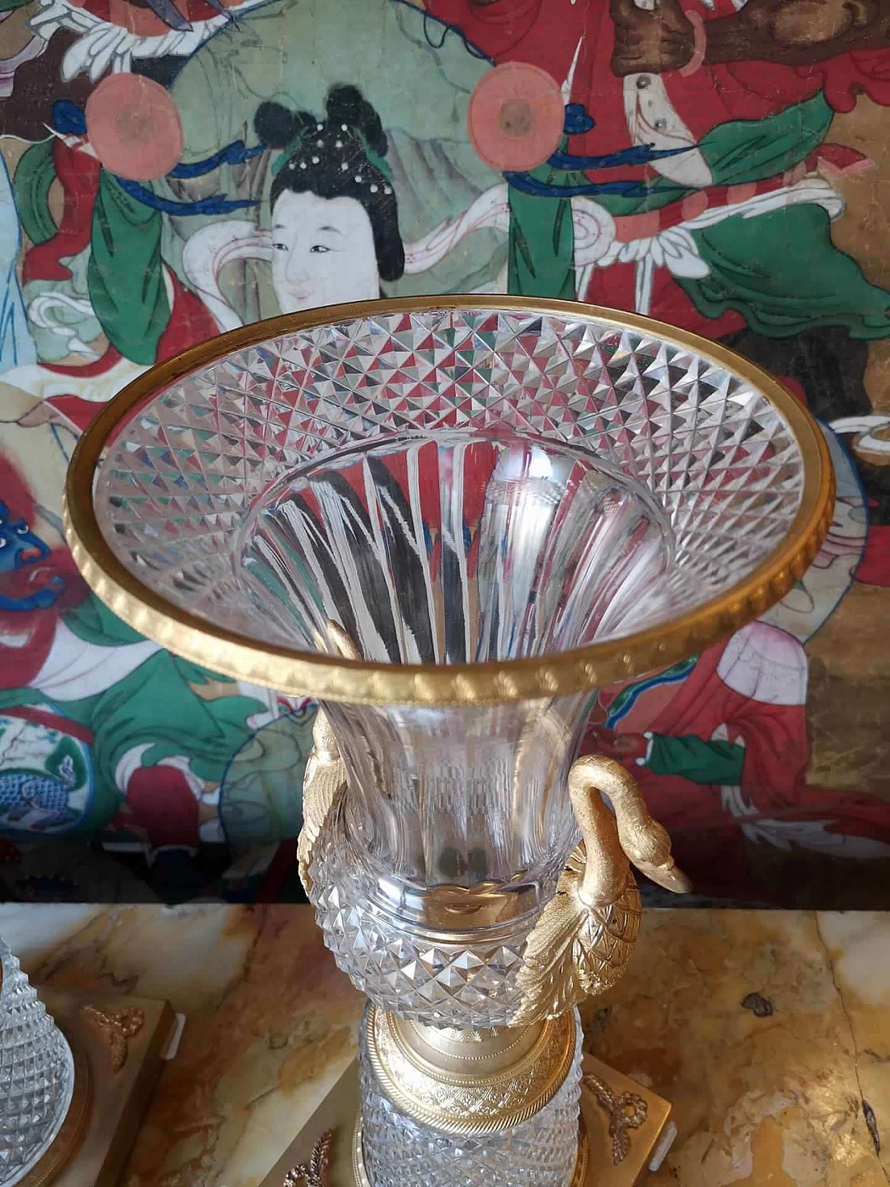 Coppia di vasi russi in cristallo e bronzo dorato, '800 3