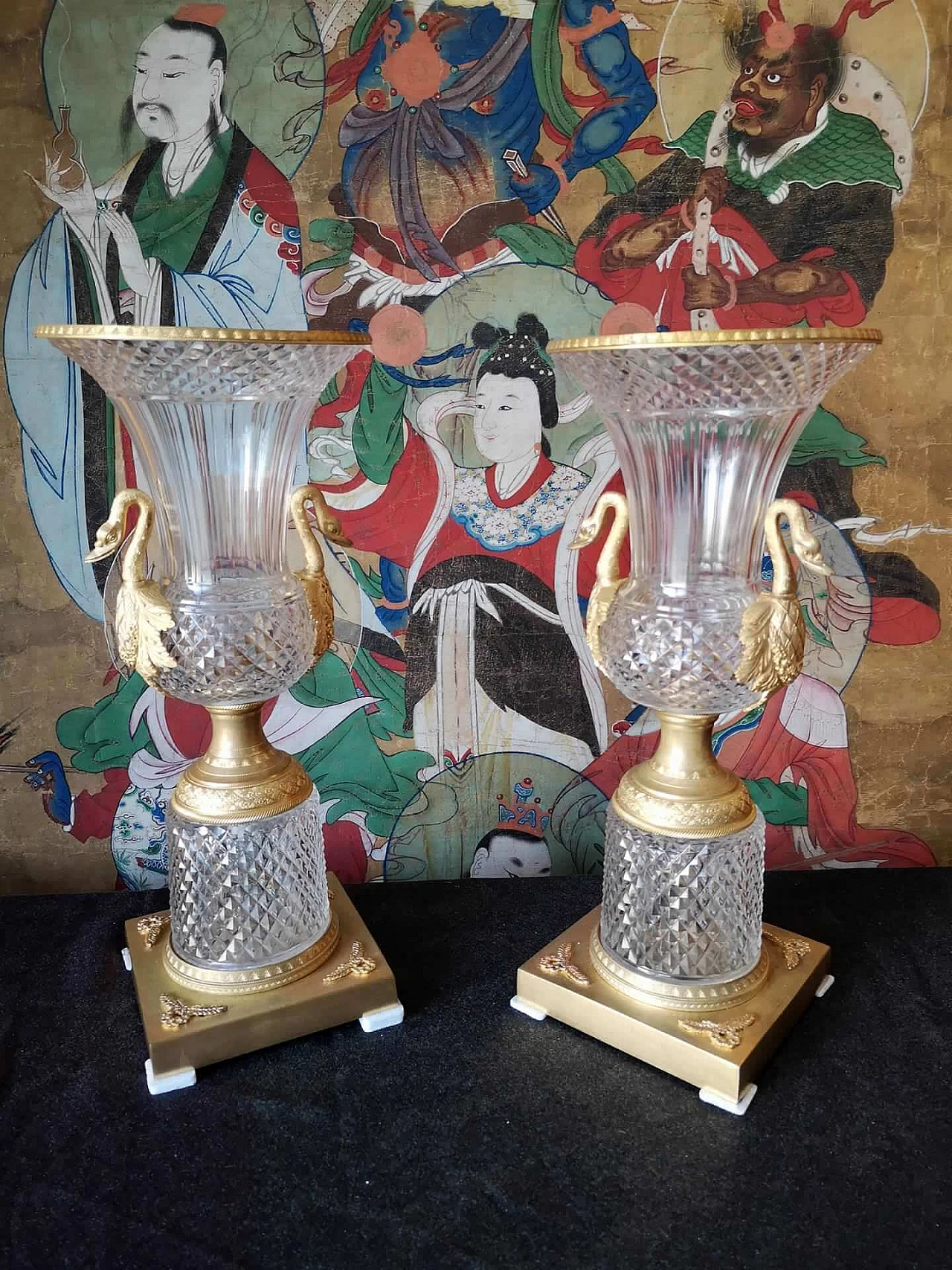 Coppia di vasi russi in cristallo e bronzo dorato, '800 6