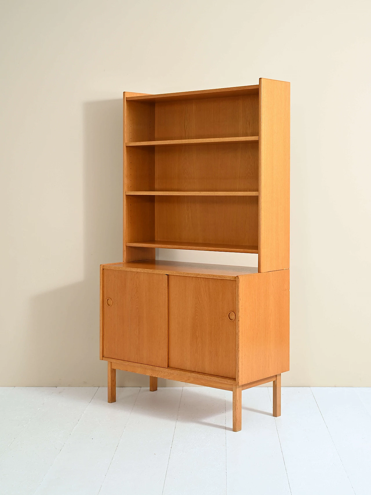 Bookcase in oak with sliding doors, 1960s 3