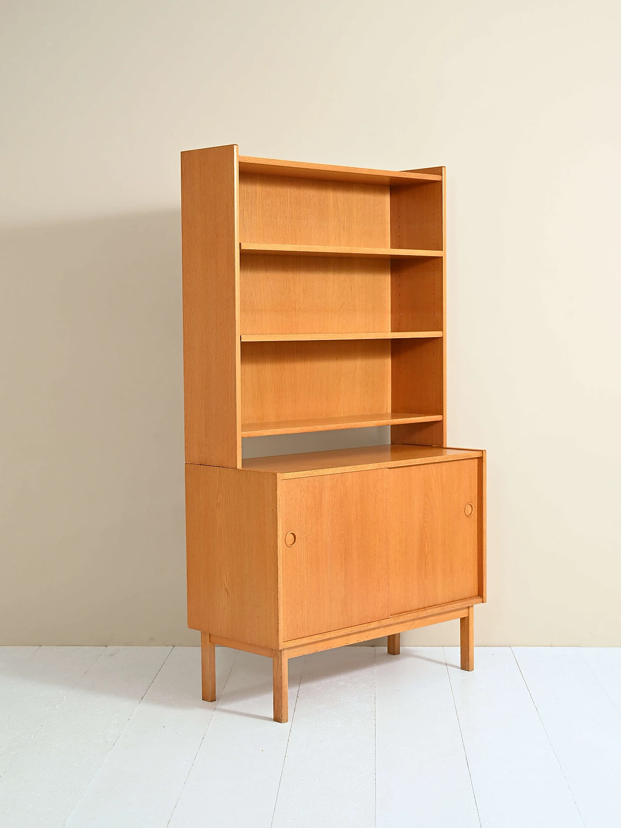 Bookcase in oak with sliding doors, 1960s 5