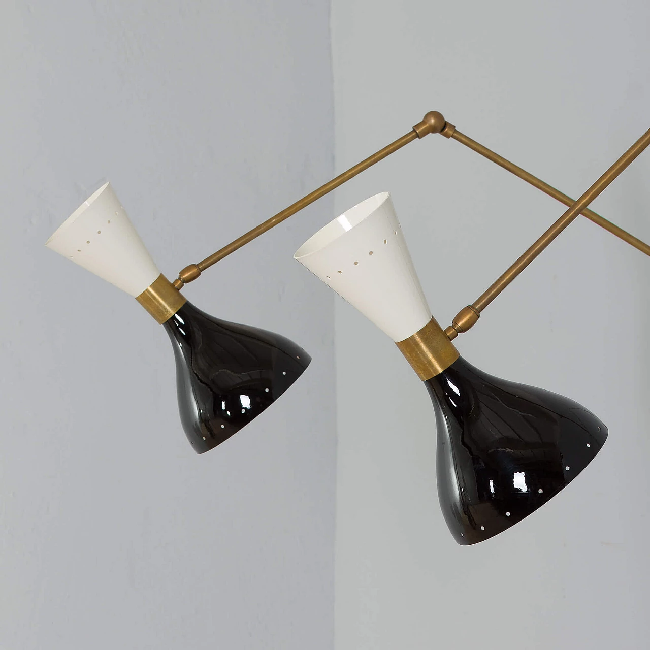 Pair of black and white adjustable wall lamps by Stilnovo, 1970s 4