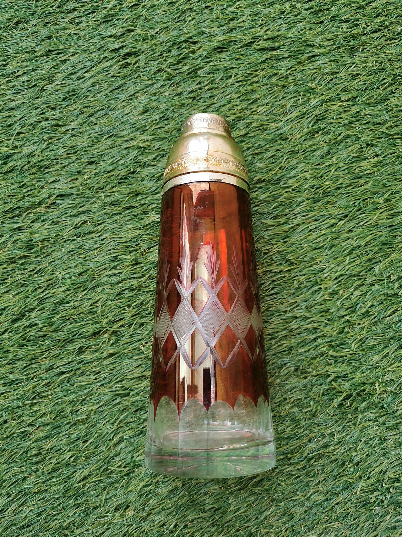 Bicchiere shaker in cristallo rosso, anni '60 1