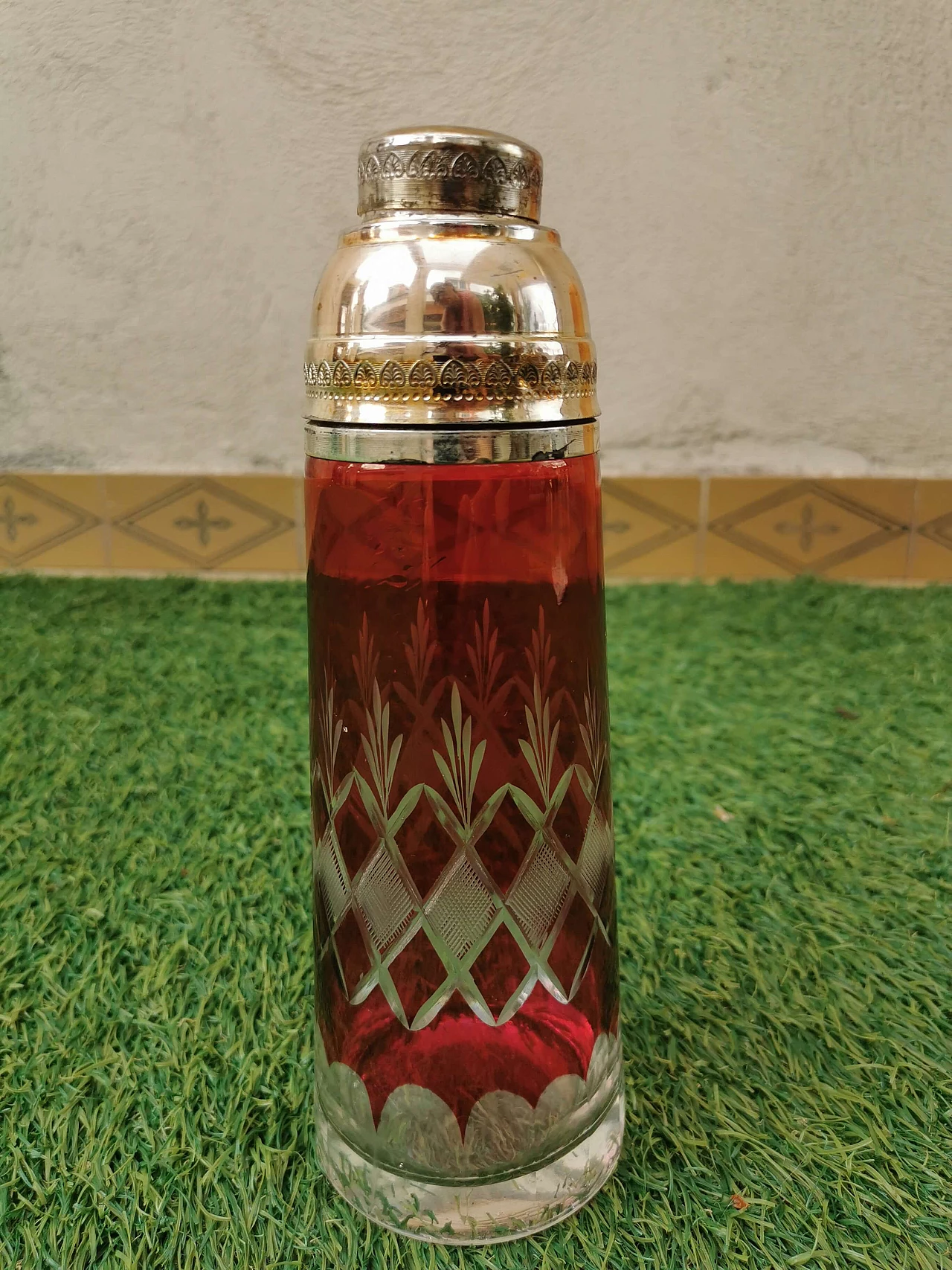 Shaker glass in red crystal, 1960s 2
