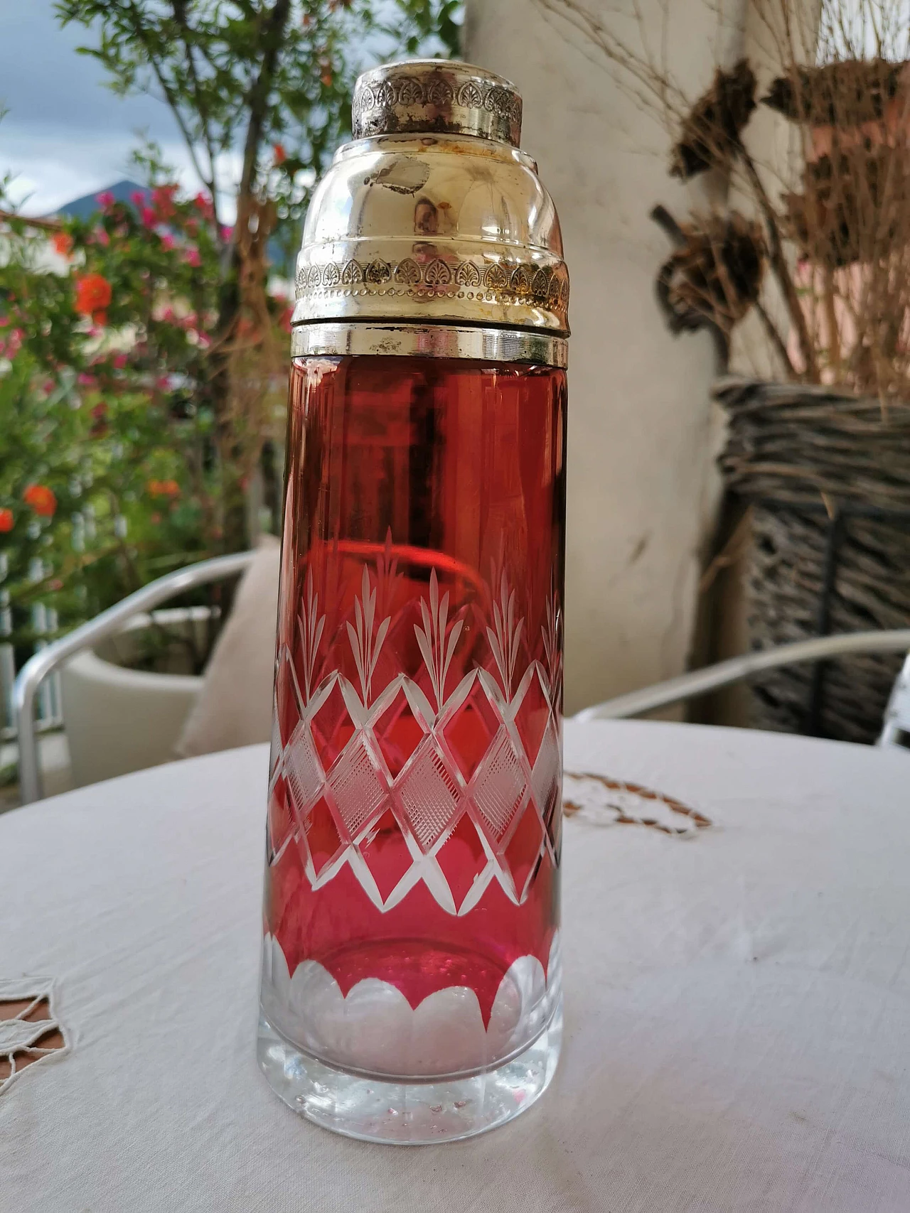 Bicchiere shaker in cristallo rosso, anni '60 3