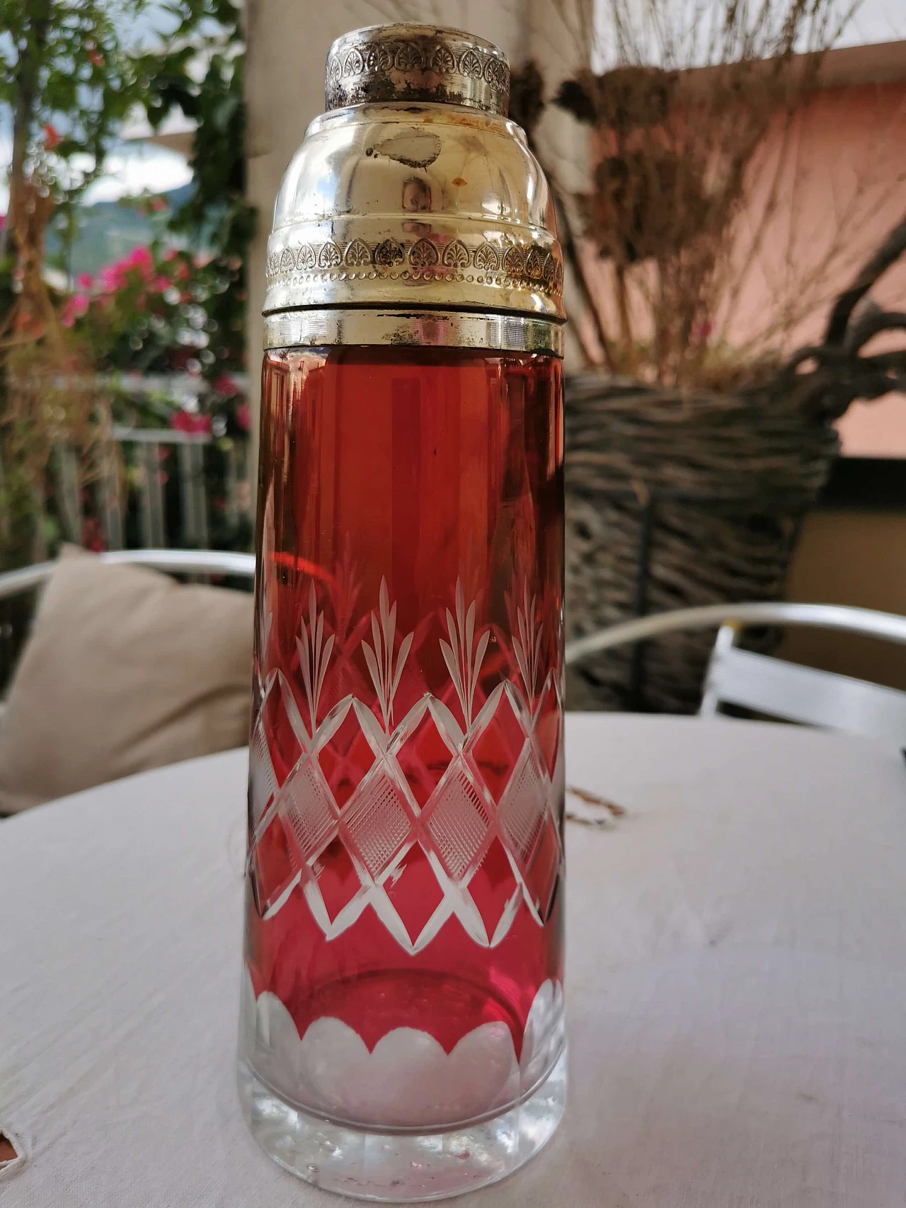 Bicchiere shaker in cristallo rosso, anni '60 4