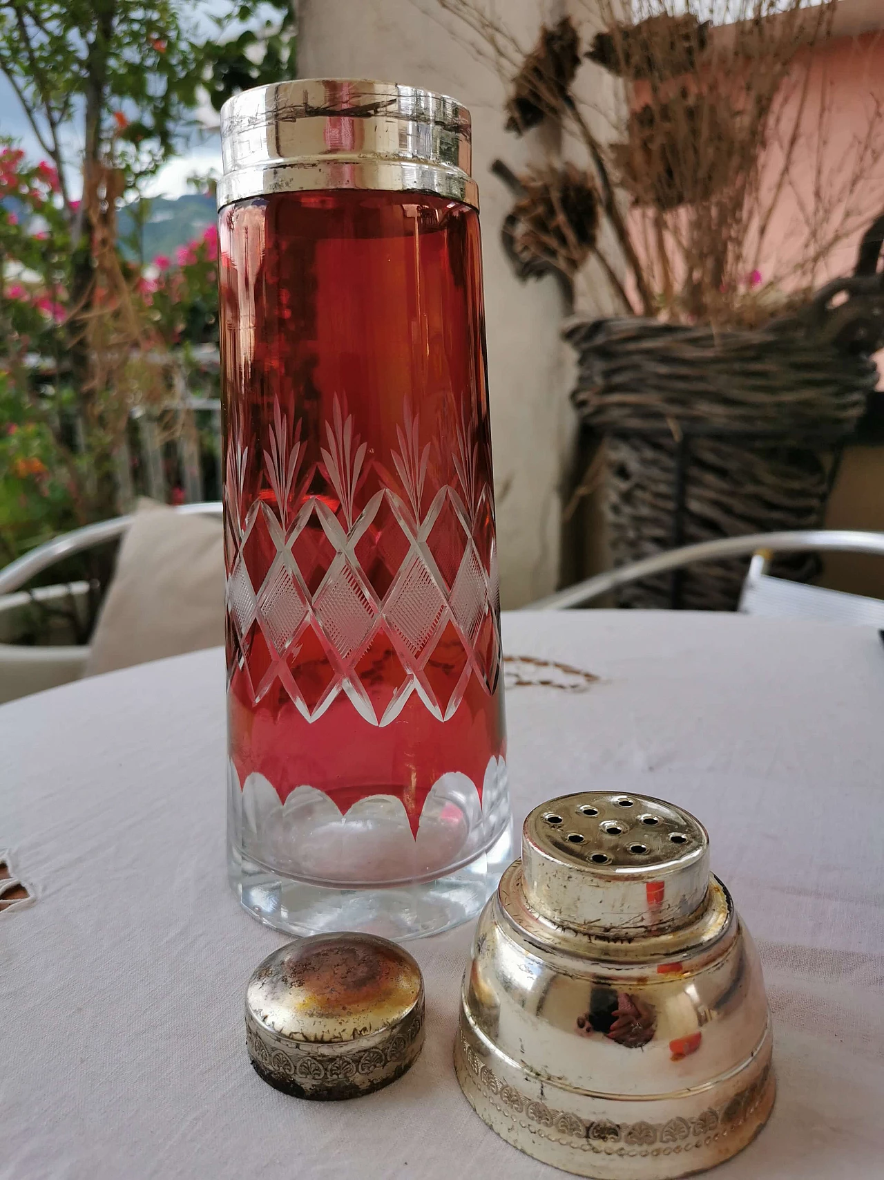 Bicchiere shaker in cristallo rosso, anni '60 5