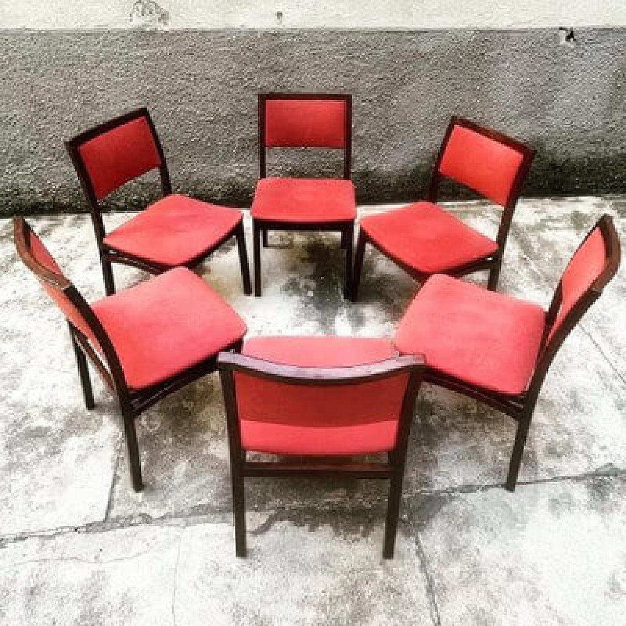 6 Mahogany chairs in the style of Ico Parisi, 1960s 1