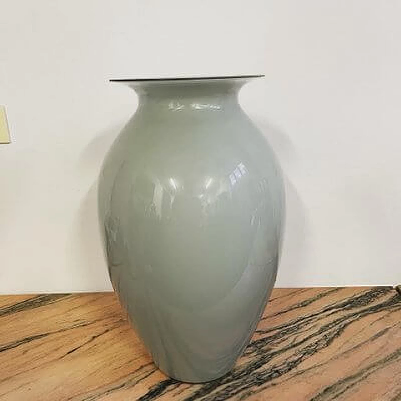 Large inked glass vase by Mazzega, 1980s 1